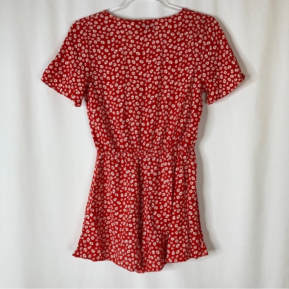 3/$30 ASOS Design | Red White Floral V-Neck Viscose Romper 4 - Picture 7 of 7
